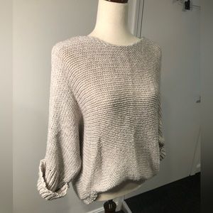 Italian chunky knit sweater cream with silver lurex thread details